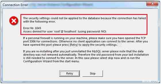 MYSQL安装最后一步出现MySQL 1045错误解决办法