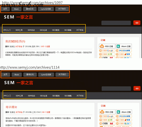 模板部分的URL是一样的
