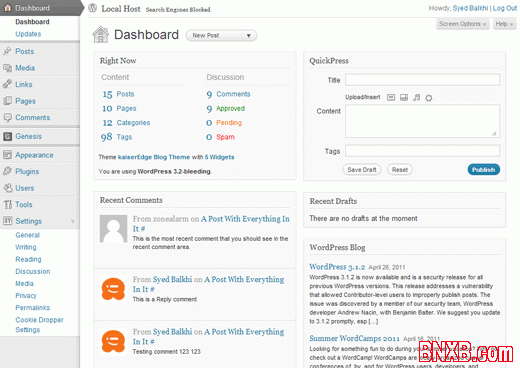 WordPress 3.2 后台样式