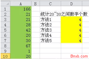 EXCEL统计一个区间范围的数字个数